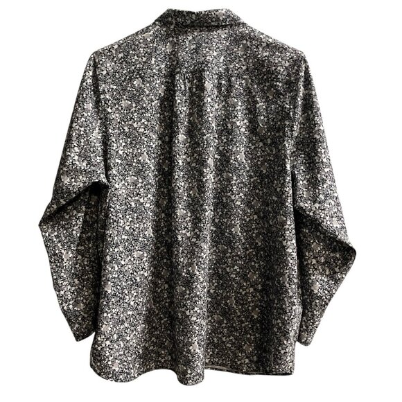 Lands End 365 Top Womens 2X Gray Floral Long Sleeve Button Down Boyfriend Tunic - Picture 2 of 7